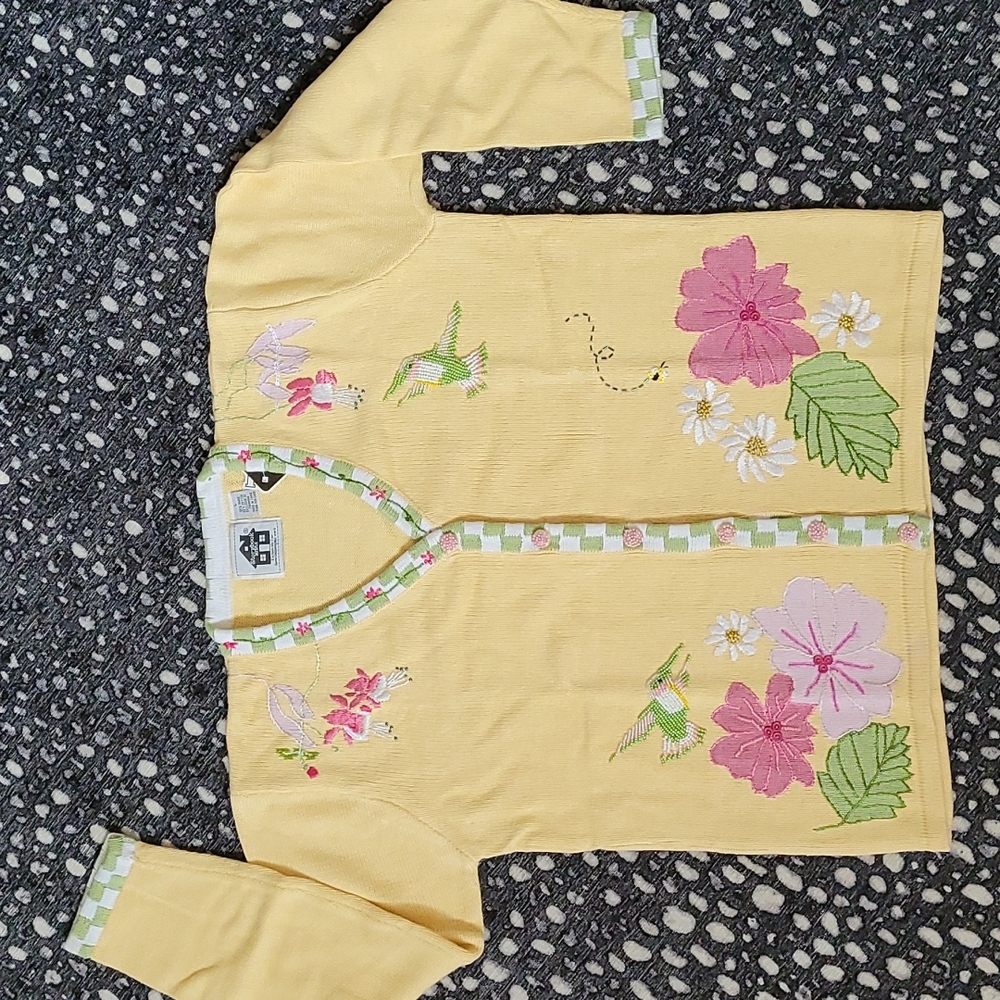 SALE!! Elegant Storybook Knits Sweater "Hummingbird Floral" NWT Sz L